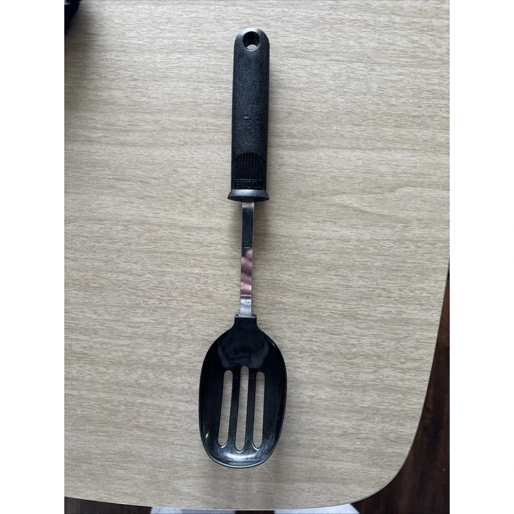 Vintage Ekco Nylon Slotted Spoon Black Serving Heat Resistant Cooking 12